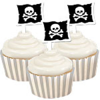 Cupcake Bänder & Picks Pirat 24 tlg