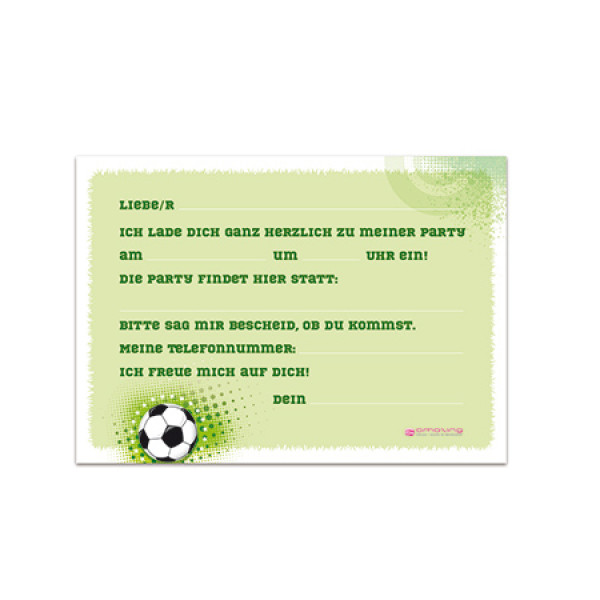 Einladungkarten Fussball - 6er Set